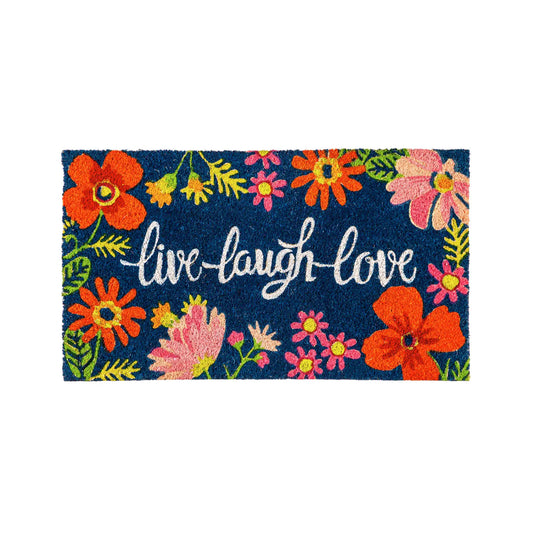 Live Laugh Love Floral Coir Mat